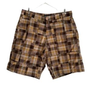 Billabong plaid shorts browns and yellow size 38